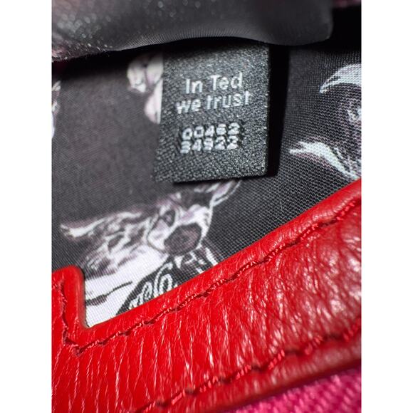 "TED BAKER" Cross Body Red Leather Purse Gold Metal Accent Quiet Luxury Designer - Picture 14 of 16